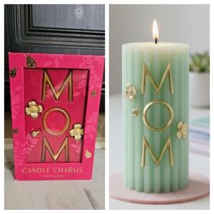 Anthropologie Luxury Candle MOM Charm Set in Gold Tone